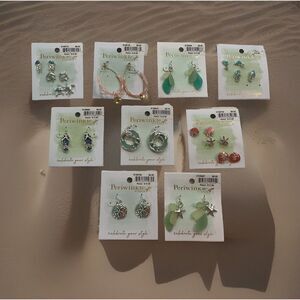 NIOB NWT Periwinkle By Barlow Costume Jewelry Lot Of 9 Beach Sea Glass Earrings